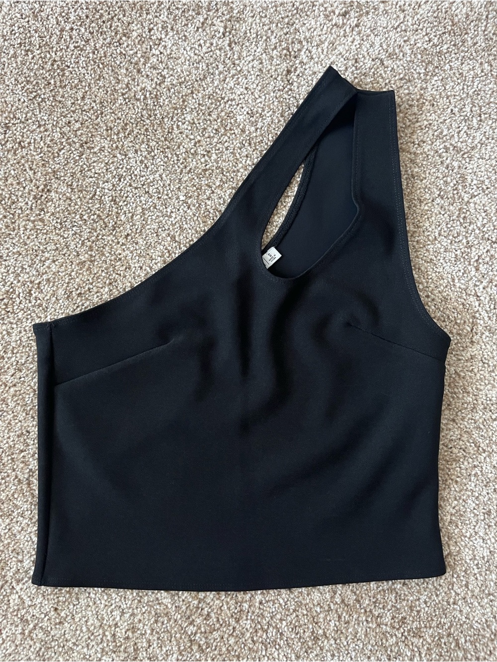 Asymmetrical One-Shoulder Black Womens Top